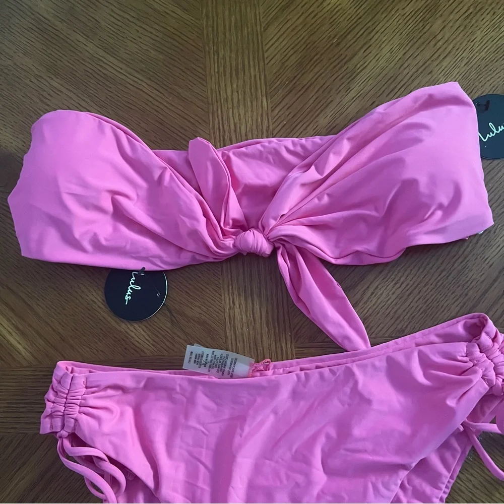 NWT Lulu’s Time To Tan Hot Pink Bikini Set - Picture 9 of 11